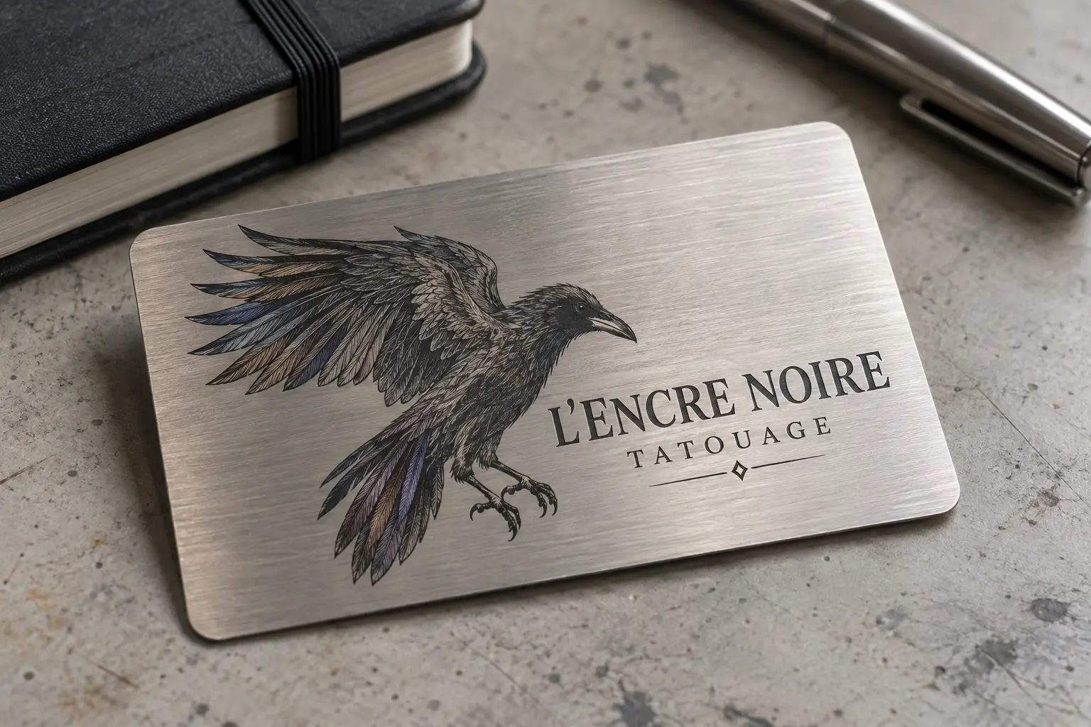 Carte de visite inox avec marquage couleur MOPA