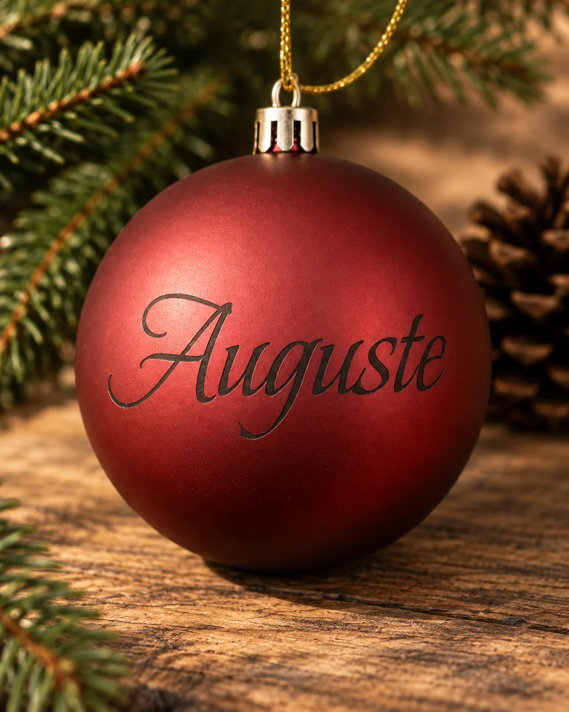 Boule de Noël personnalisée avec le prénom « Auguste »
